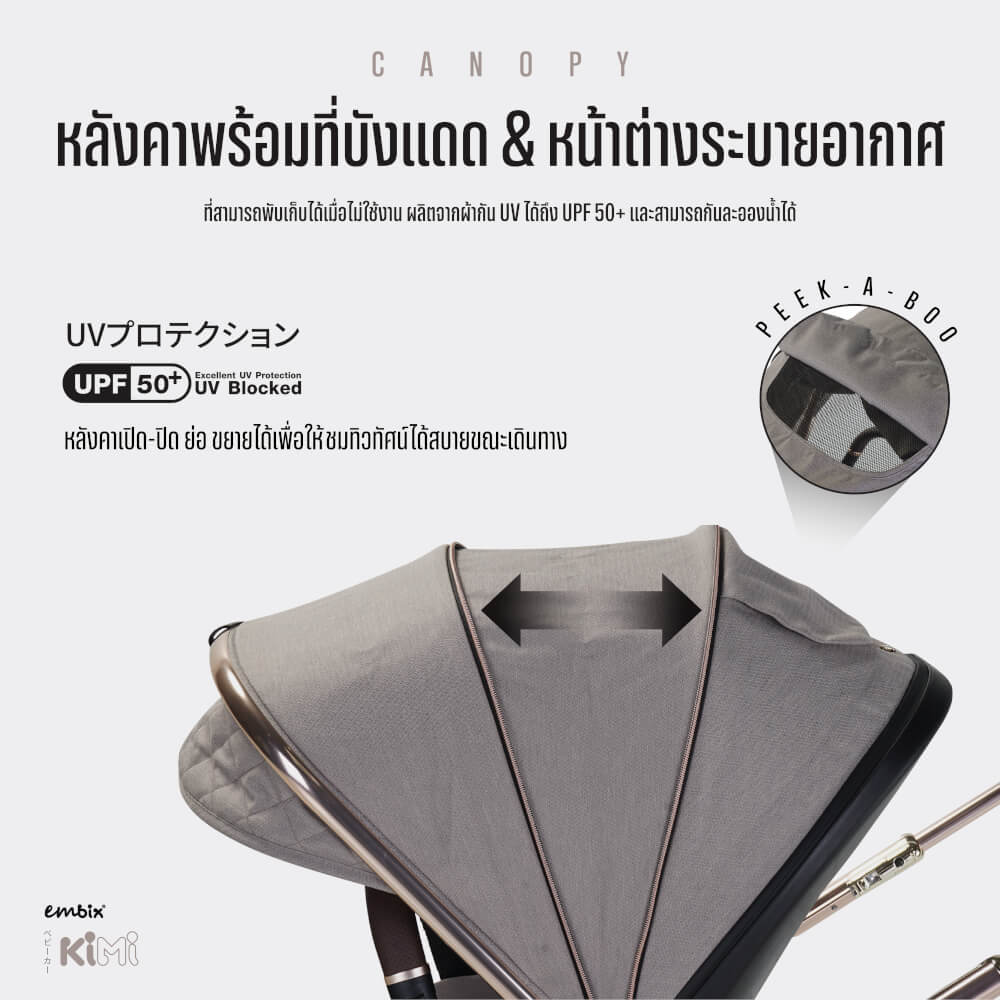 รถเข็นเด็กแบบเข็นได้สองทิศทาง EMBIX รุ่น KIMI ใช้ได้ตั้งแต่เเรกเกิด สีครีม